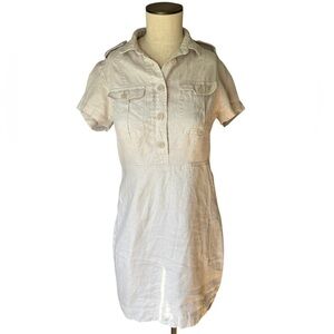 Neiman Marcus 100% Linen Tan Safari Minimalist Lightweight Sheath Dress Size XS